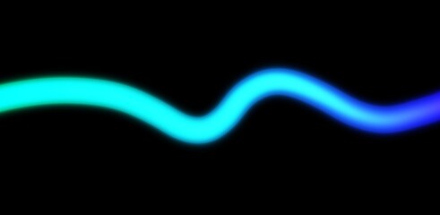 Neon glowing horizontal lines futuristic wave shaped on black background 