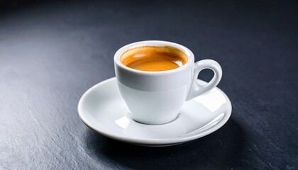 Obraz premium A Delicious Espresso Shot in a White Cup on a Saucer
