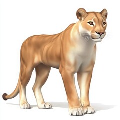 Obraz premium Powerful lioness standing alert, a majestic creature perfect for wildlife documentaries or conservation campaigns, showcasing strength and natural beauty