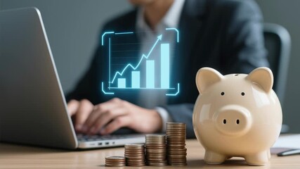 Savings smart investment strategy, secure financial future with safe deposits yielding interest rates and dividends for long term growth in pension funds