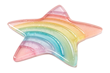 transparent pastel rainbow gel. smear paint isolated on transparent background. star shape