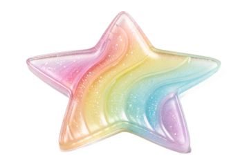 transparent pastel rainbow gel. smear paint isolated on transparent background. star shape