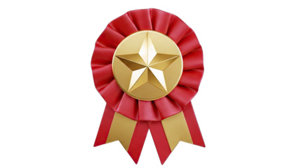 Gold Star Award Ribbon on White Background