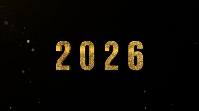 Elegant New Year 2026 Celebration with Gold Confetti and Festive Lights &ndash; background animation, animated, motion, abstract, loop