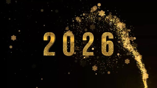 Elegant New Year 2026 Celebration with Golden Confetti and Festive Lights &ndash; background animation, animated, motion, abstract, loop