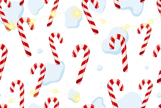 Festive candy canes and snowflakes on a dark background