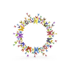 Soft pastel colorful butterfly frame forming gentle circular wreath design