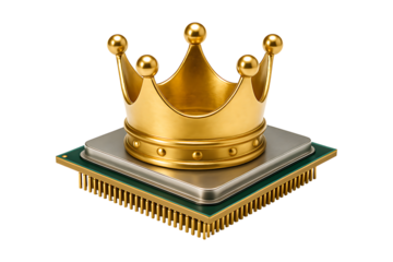 Golden Crown Symbolizing Premium Computing Isolated on a Transparent Background