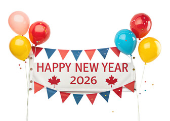 Happy new year 2026 celebration in canada isolated on white background 2