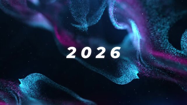 Elegant New Year 2026 Celebration with Gold and Black Festive Lights and Confetti &ndash; background animation, animated, motion, abstract, loop