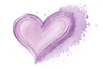 purple acrylic smear paint isolated on transparent background. heart shape