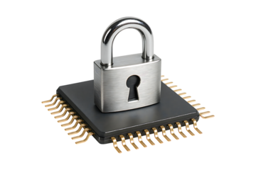 Locked Processor Security Symbol Isolated on a Transparent Background