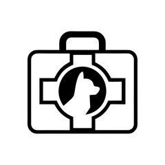 A medical first-aid box featuring a pet silhouette inside. Represents emergency care, medicine storage, and treatment tools.