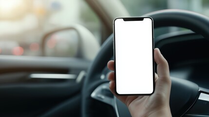 Smartphone Dashboard Mockup with Wide Copy Space &ndash; Clean Car Interior Navigation Concept