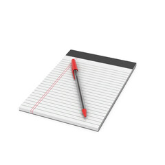 Lined legal pad with red margin and simple red pen