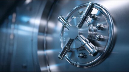 Futuristic vault door suggesting advanced quantum-level security. Cool-toned ambient light highlights the cutting-edge technology safeguarding sensitive information. - Powered by Adobe