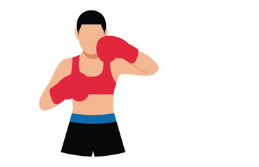 Stylized illustration of boxer in red gloves ready for a boxing match