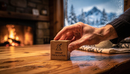 Group facilitator block symbolizing leadership, teamwork, and strategic development.