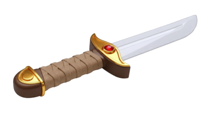 Cartoon Dagger with Gold Accents on White Background