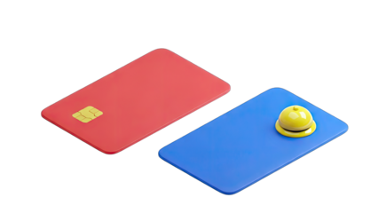 Credit Card and Service Bell on Blue Surface