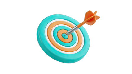 Dart hitting Target on White Background