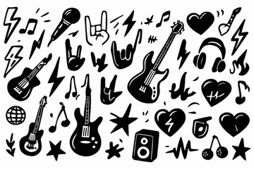 Obraz premium Hand-Drawn Musical Notes Doodle Clipart Collection