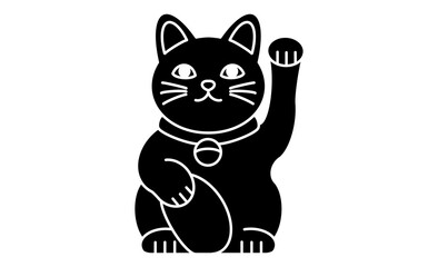 Obraz premium 招き猫の線画イラスト・シンプルな和風アイコンイラスト素材
