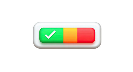 Progress bar with green, orange, and red segments and a checkmark