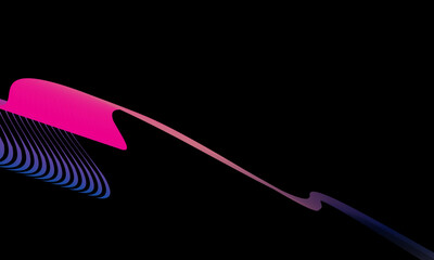 Abstract vector in colorful gradations on a dark background. Modern, dynamic and futuristic wavy lines. Suitable for technology designs, digital posters, presentation backgrounds and creative graphic.