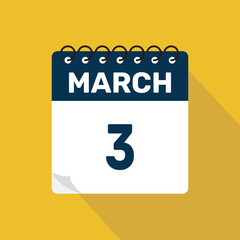 march 3 calendar icon vector illustration with design