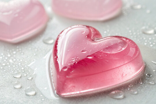 transparent pastel pink gel. smear paint isolated on transparent background. heart shape - Powered by Adobe