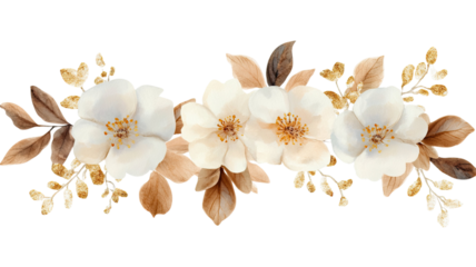 Delicate watercolor white flowers painted with soft translucent petals and gentle botanical details creating elegant artistic floral beauty isolated on white background
