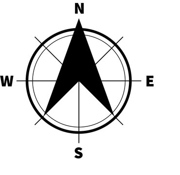 North arrow symbol for architecture/ maps - directional compass with transparent bg