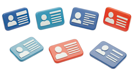 ID Cards Floating on White Background
