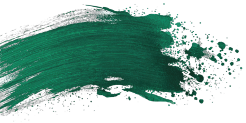 Broad teal brush stroke with textured edges against a black background