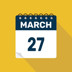 march 27 calendar icon vector illustration with design