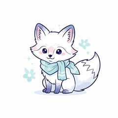 Obraz premium Cute Cartoon Fox with Scarf