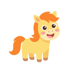Cute Happy Horse Cartoon Character Illustration for Children's Book Design and Kids' Nursery Decor in Vector Style