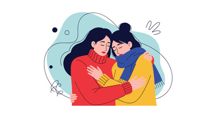 A heartfelt embrace between two women, offering mutual comfort and emotional support through a challenging moment.