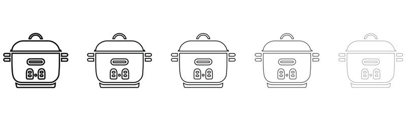 rice cooker line icon vector set, rice cooker electronic home appliance icon symbol outline icon vector illustration
