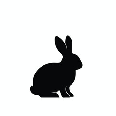 Black Silhouette of a Sitting Rabbit
