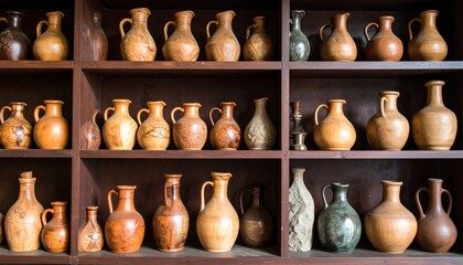 Pottery shelf display.