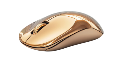 Elegant gold wireless computer mouse designed for modern workspaces offering sleek aesthetics, smooth navigation, and ergonomic comfort isolated on white background