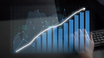 Modern representation of financial growth using charts and graphs to depict market trends, ideal for business presentations, reports, or analytics content. Copula