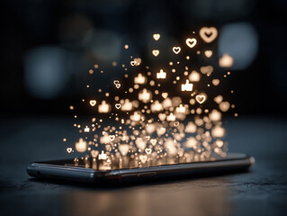 Social Media Likes and Thumbs Up Hologram