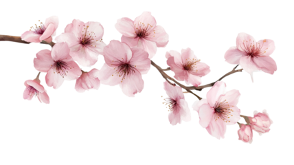 A delicate pink sakura flower capturing its soft petals and elegant spring beauty, perfect for floral art and design isolated on white background