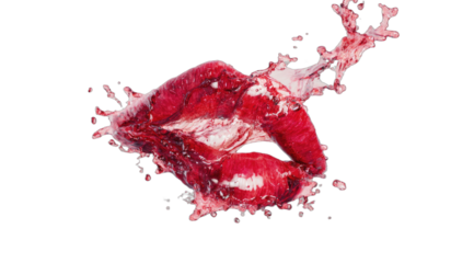 Vibrant red lips emerging from a splash of liquid