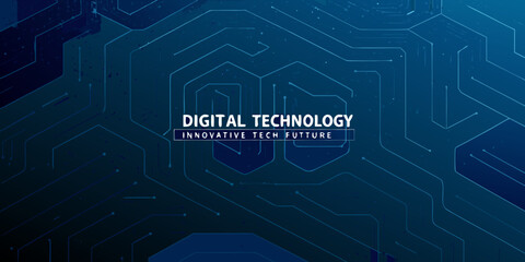Abstract digital technology background with circuit board lines and futuristic design