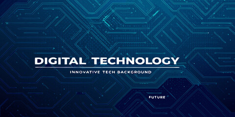 Modern digital technology background with circuit board design in dark blue