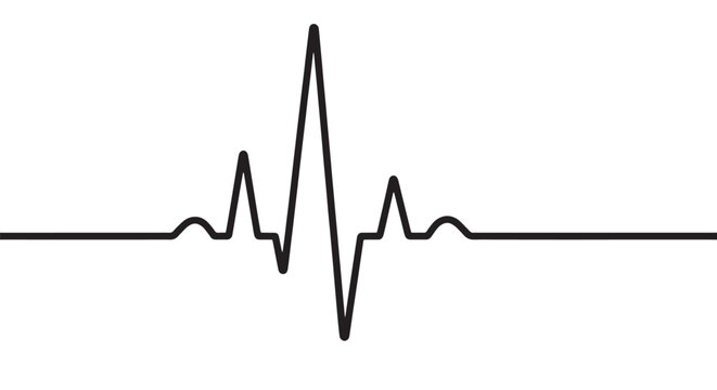 Minimalist heartbeat line graphic illustration representing health and pulse for medical design.